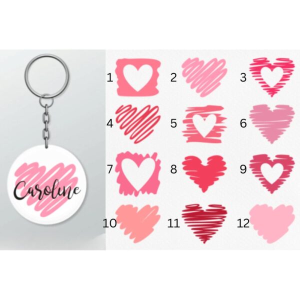 Heart keychain with name