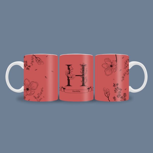 Red Floral Name mug