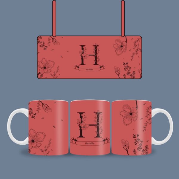 Red Floral Name mug - Image 2