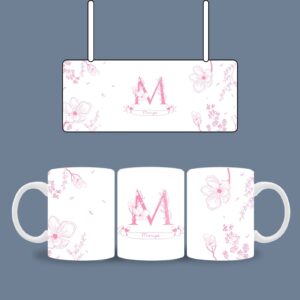 White and pink Floral Name mug - Image 2