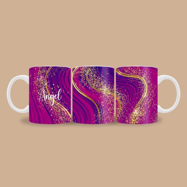 Magenta Glitter Name mug