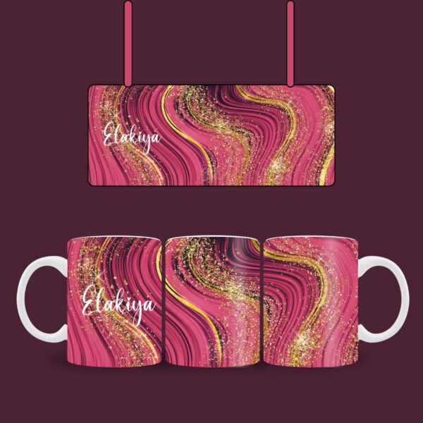 Fuchsia Pink Glitter Name mug - Image 2