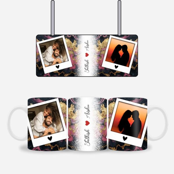 Balck and yellow Marble Name mug - Image 2