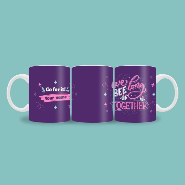 Purple mug with name and quote