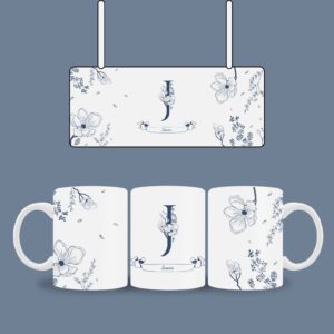 White Floral Name mug - Image 2