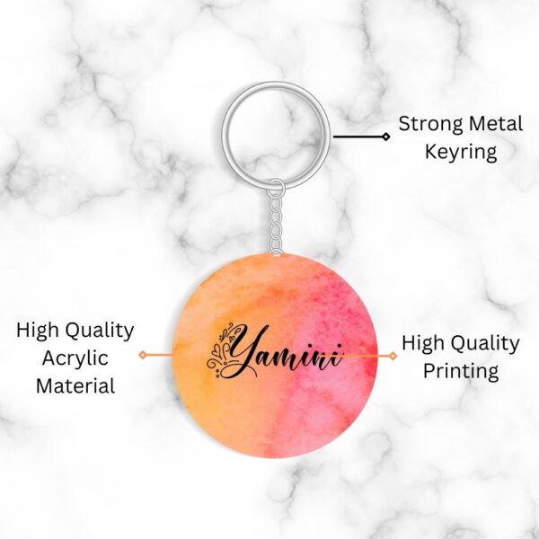 Customized Acrylic Watercolor Keychain - Orange Pink Gradient - Image 2
