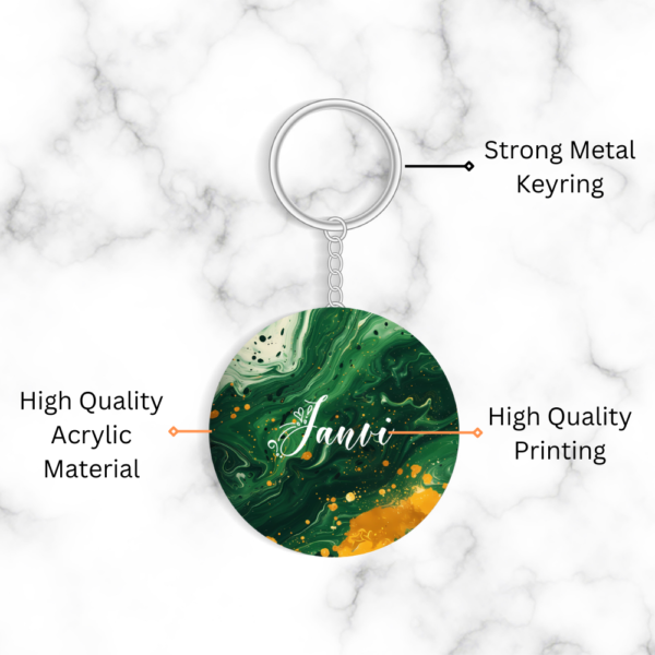 Customized Acrylic Green Marble Swirl Keychain - Image 2