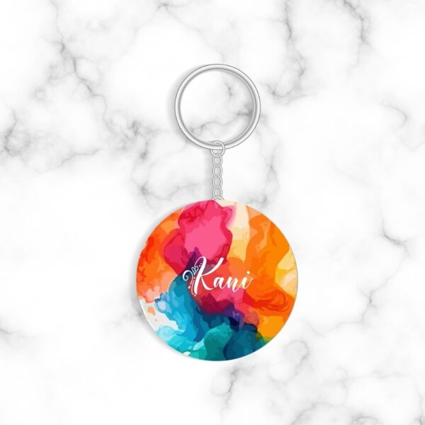 Customized Acrylic Vibrant Splash Abstract Keychain – Multicolor