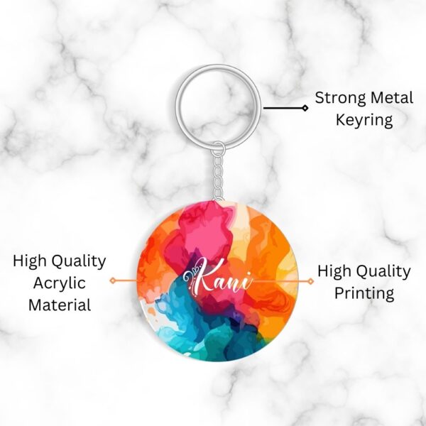 Customized Acrylic Vibrant Splash Abstract Keychain – Multicolor - Image 2