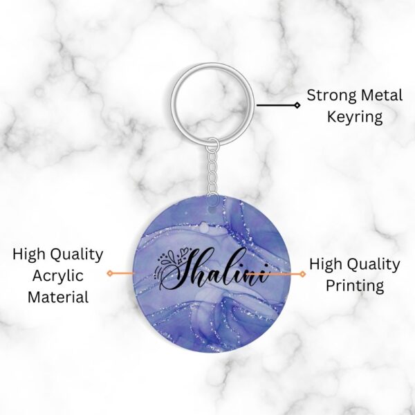 Customized Acrylic Marble Geode Keychain - Purple Blue with Silver Accents - Image 2