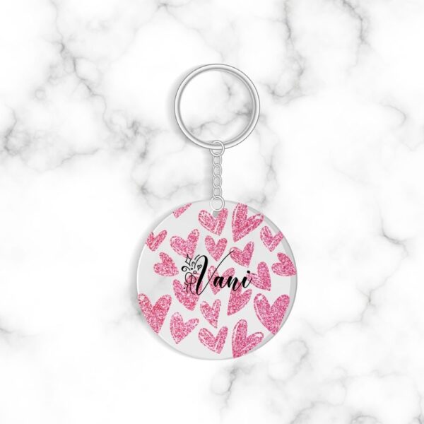 Customized Pink Hearts Keychain