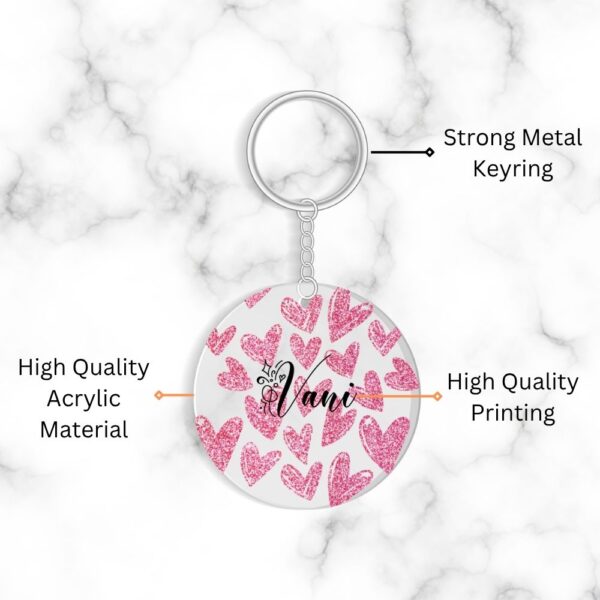 Customized Pink Hearts Keychain - Image 2