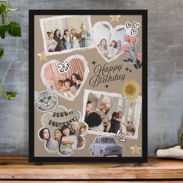 Heart Cutout Memories Collage – Personalized Birthday Poster