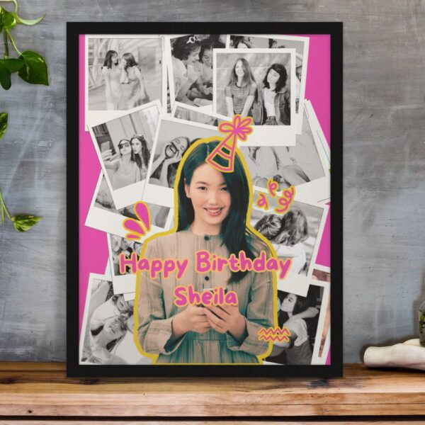 Pink Frame Birthday Collage – Personalized Birthday Poster