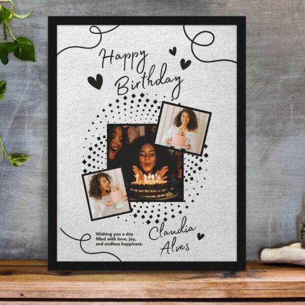 Monochrome Dots & Scribbles Theme – Personalized Birthday Poster