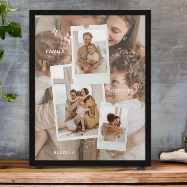 Blessed & Together Personalized Family framed poster
