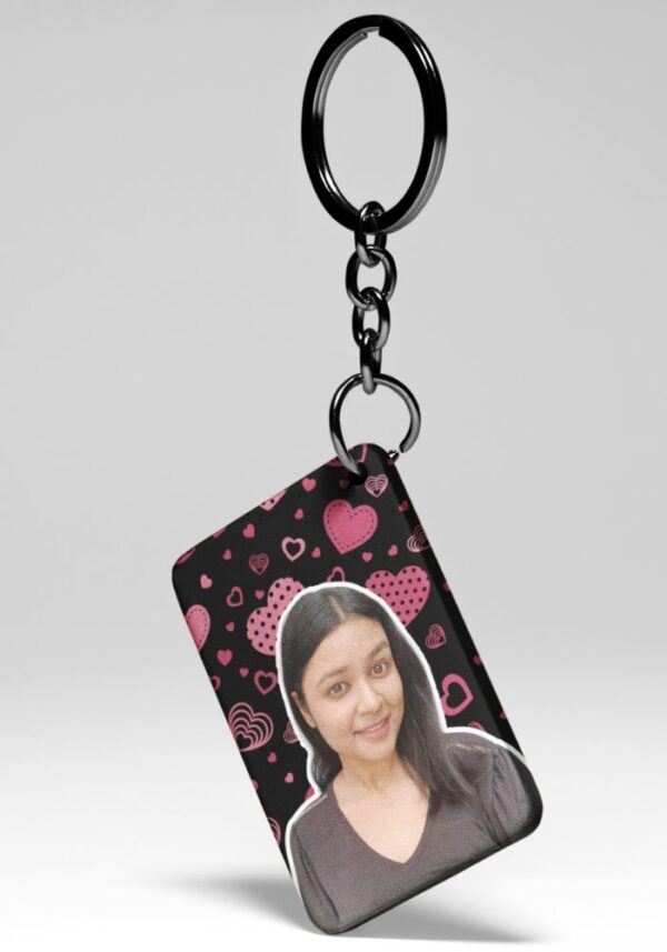 Love Dots in Black & Pink - Custom Photo Keychain
