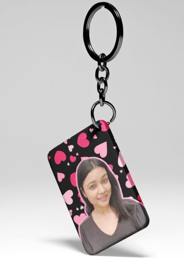 Black & Pink Bold Hearts - Custom Photo Keychain
