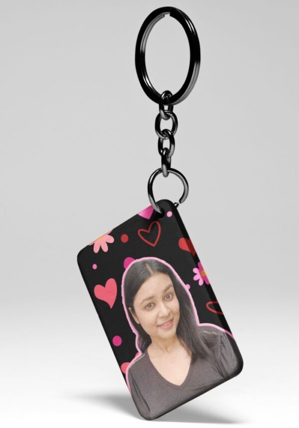 Heart and flowers- Custom Photo Keychain
