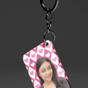 Bright Pink Diamond Hearts - Custom Photo Keychain