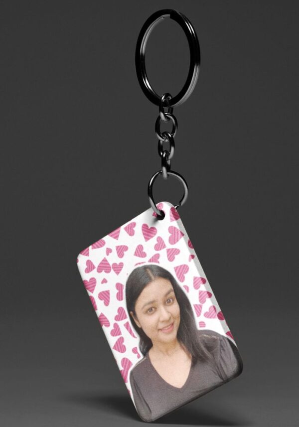 Falling Pink Hearts - Custom Photo Keychain