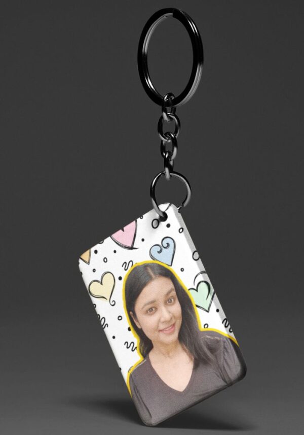Pastel Rainbow Hearts - Custom Photo Keychain