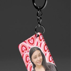 Bold Red Swirl Hearts - Custom Photo Keychain