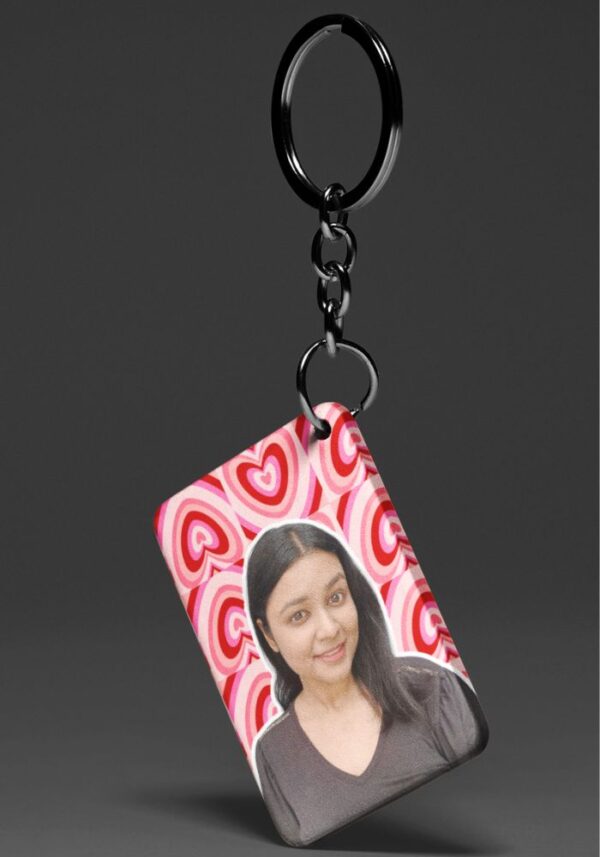 Bold Red Swirl Hearts - Custom Photo Keychain
