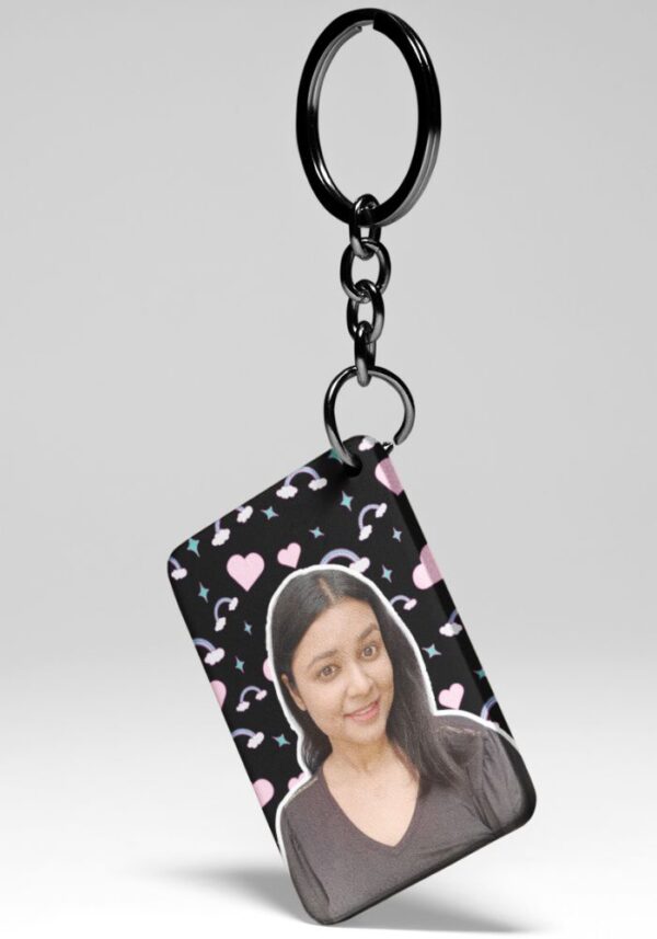 Pink Hearts - Custom Photo Keychain