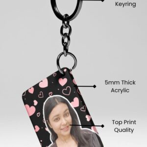 Bold Red Swirl Hearts - Custom Photo Keychain - Image 2